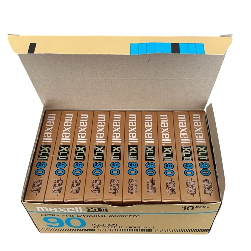 NEW 10 Maxell XLII Extra-Fine Epitaxial 90-Min. Cassettes Sealed & Made in Japan